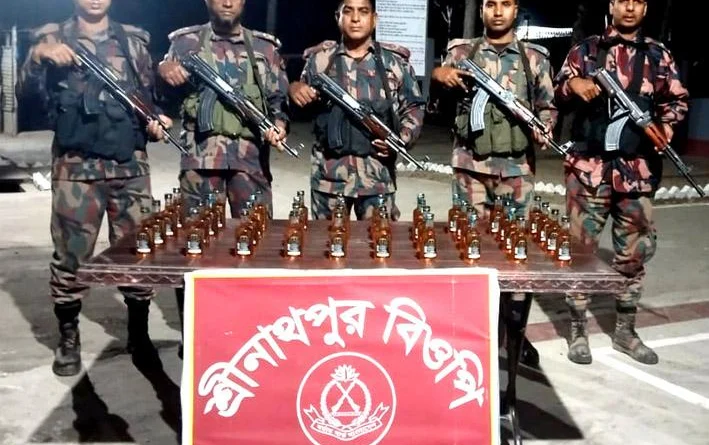 মহেশপুরে বিজিবির অভিযানে মদ ও ফেনসিডিল উদ্ধার