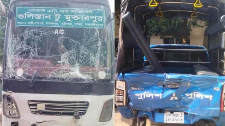 বন্দরে জেলা পুলিশ সুপারের বহরে গাড়িতে বাসের ধাক্কা, ৩ কনস্টেবল আহত