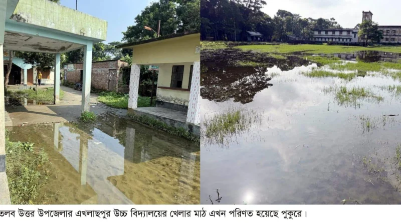 মতলব উত্তরে এখলাছপুর উচ্চ বিদ্যালয়ের খেলার মাঠ পুকুরে পরিণত, প্রশাসনের নীরব ভূমিকা
