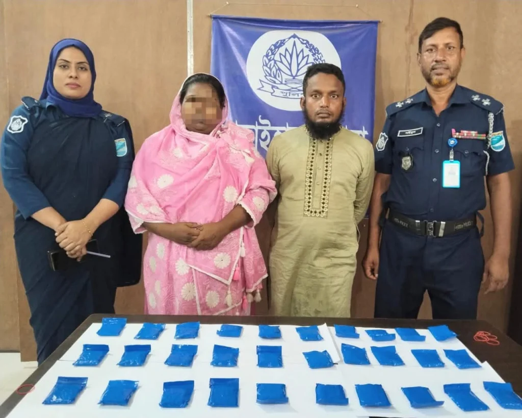 আড়াইহাজার ৫,৯০৭ পিস ইয়াবা ট্যাবলেট সহ দুই মাদক কারবারি গ্রেফতার