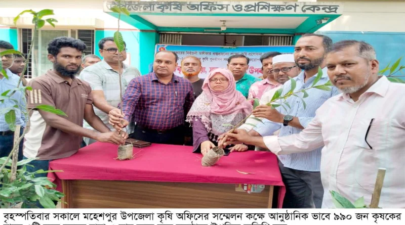 মহেশপুরে ৯৯০ কৃষক পেলেন ৫টি করে ফলের চারা ও সার